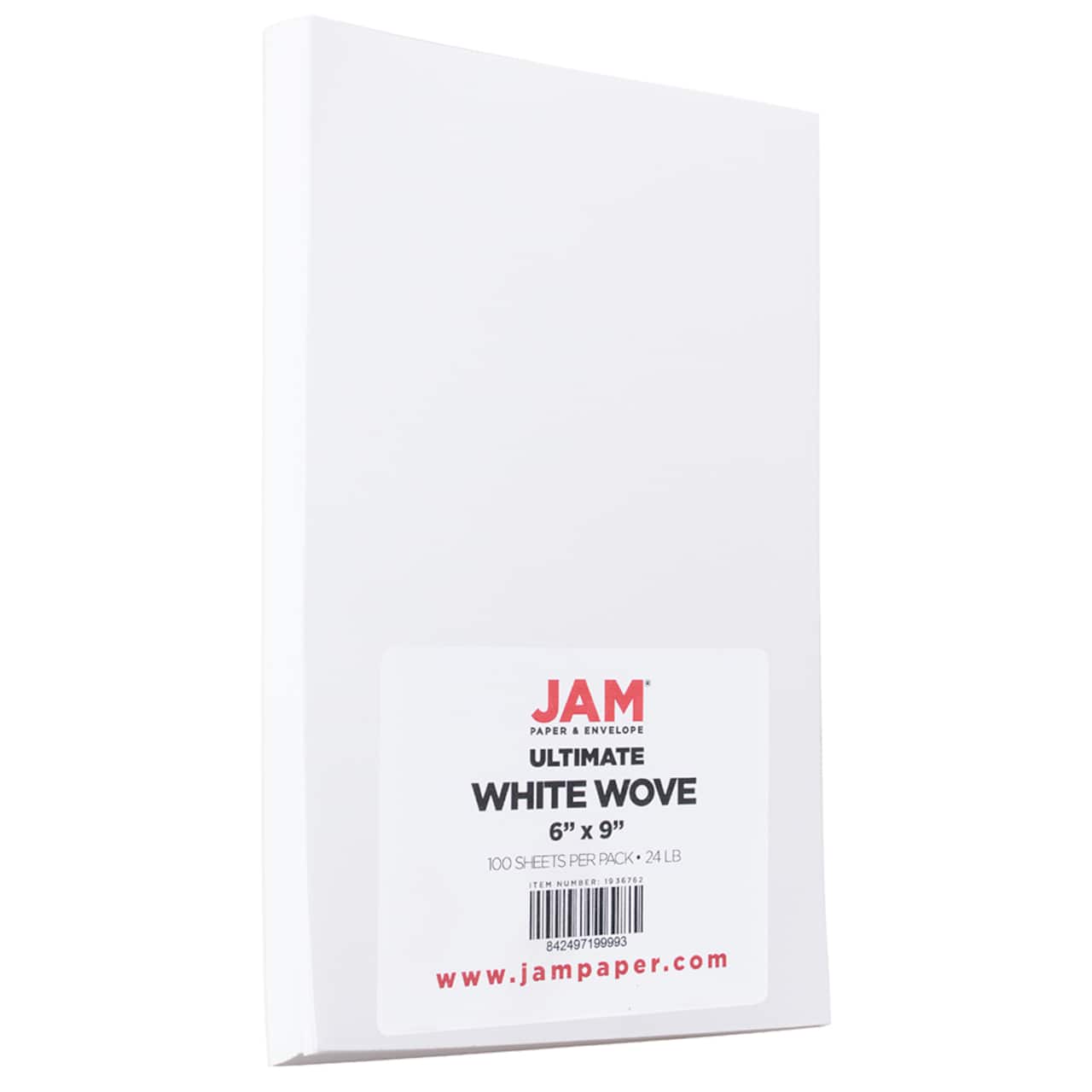 JAM Paper Ultimate White Wove 6" x 9" 24lb. Strathmore Paper, 100 Sheets